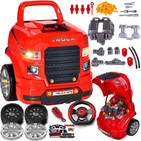 Set Herramientas Camión Taller Reparación Auto Juguete Rojo