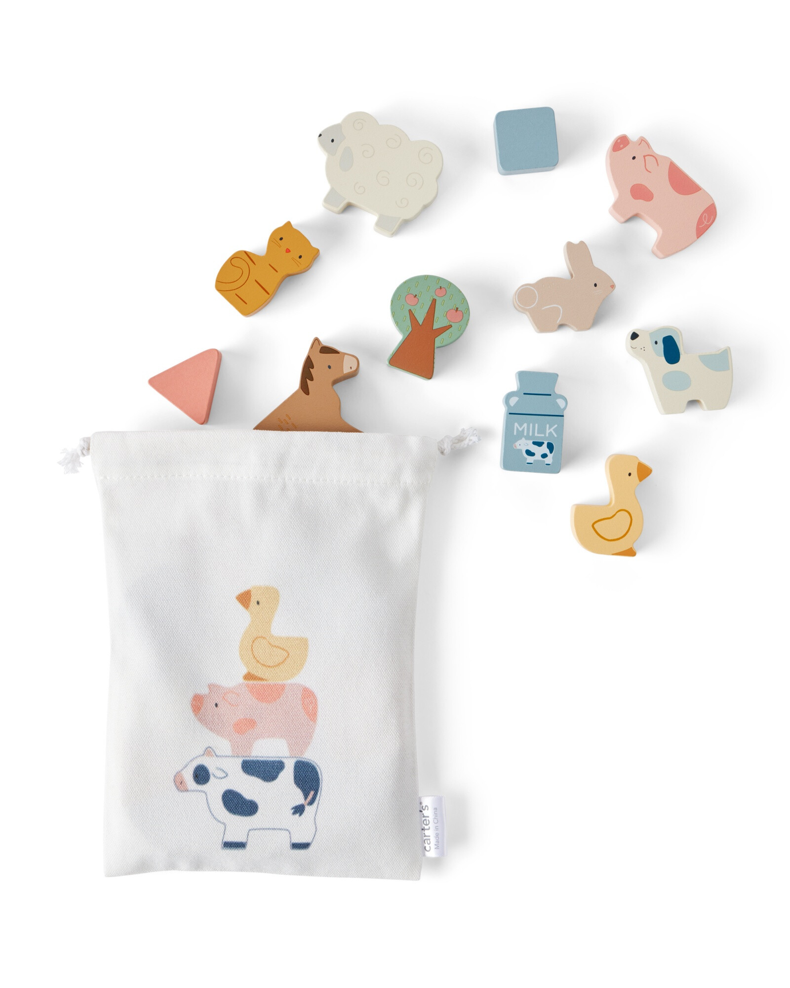 Set 20 bloques de madera, diseño animales de granja Sin color