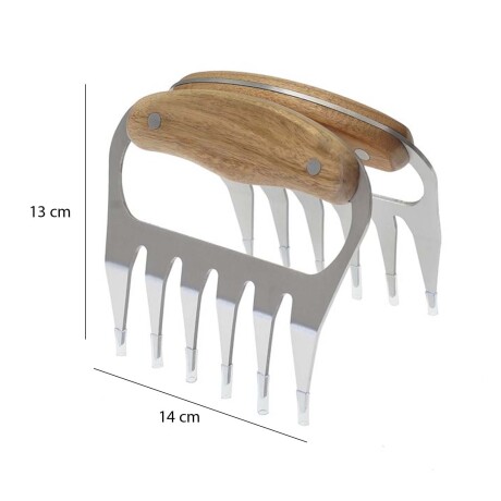 Desmenuzador Garra X2 para Carnes 14x13Cm Acero Inox Madera Natural