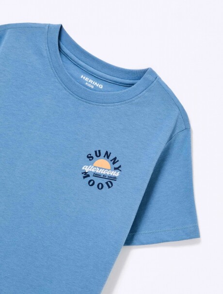 CAMISETA DE NIÑO MANGA CORTA ESTAMPADA CELESTE