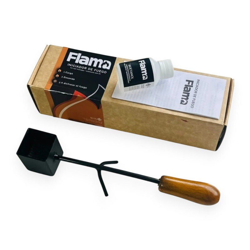 Kit iniciador de fuego Flama con bioetanol y caja para regalo Kit iniciador de fuego Flama con bioetanol y caja para regalo
