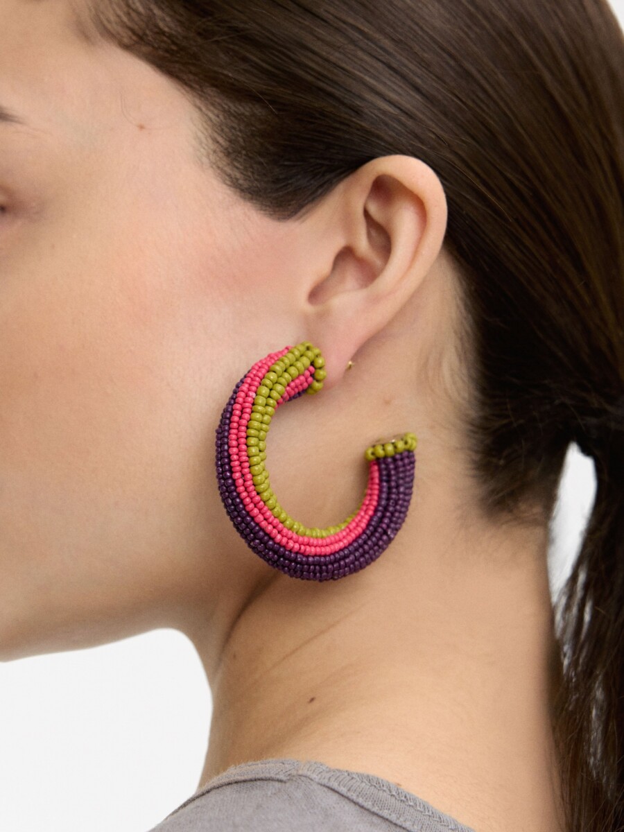 Pendientes De Aro Abiertos Multicolor Con Abalorios multicolor