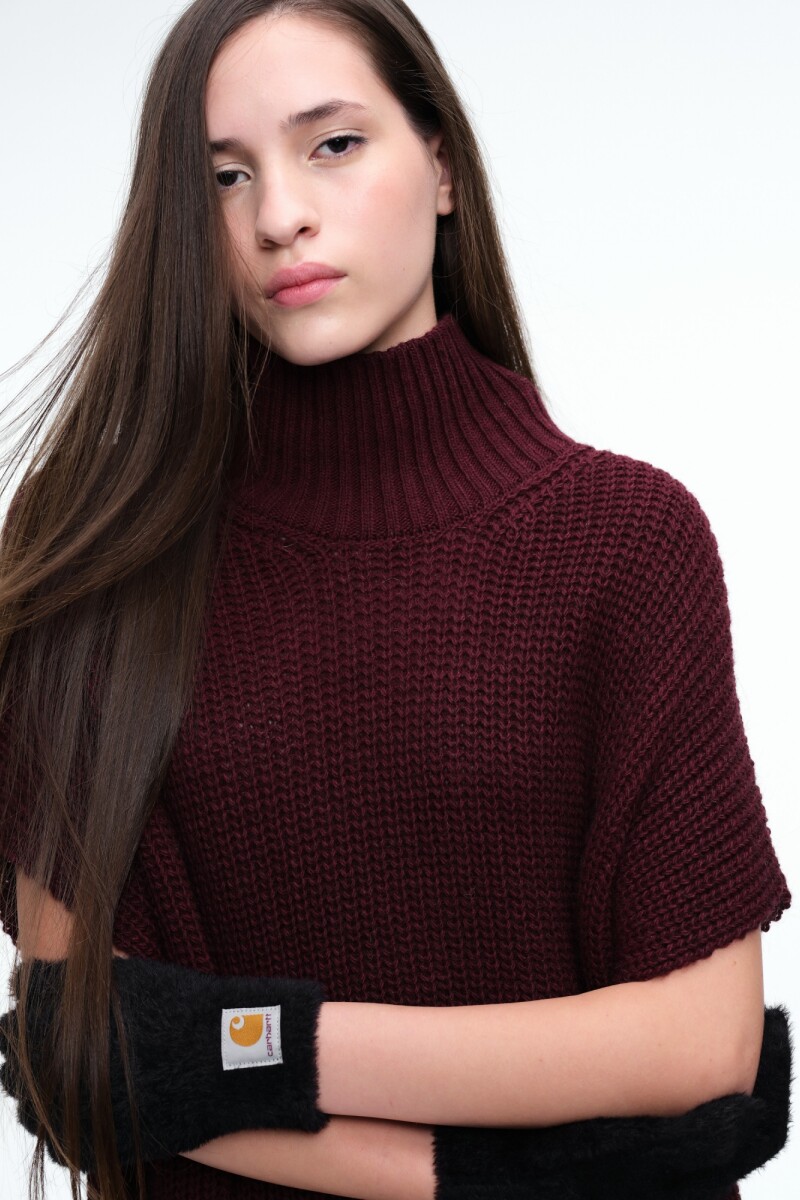 CHALECO PONCHO Bordo