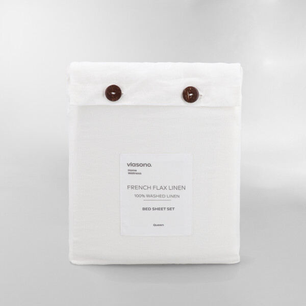 SÁBANA FRENCH FLAX LINEN Blanco - QUEEN