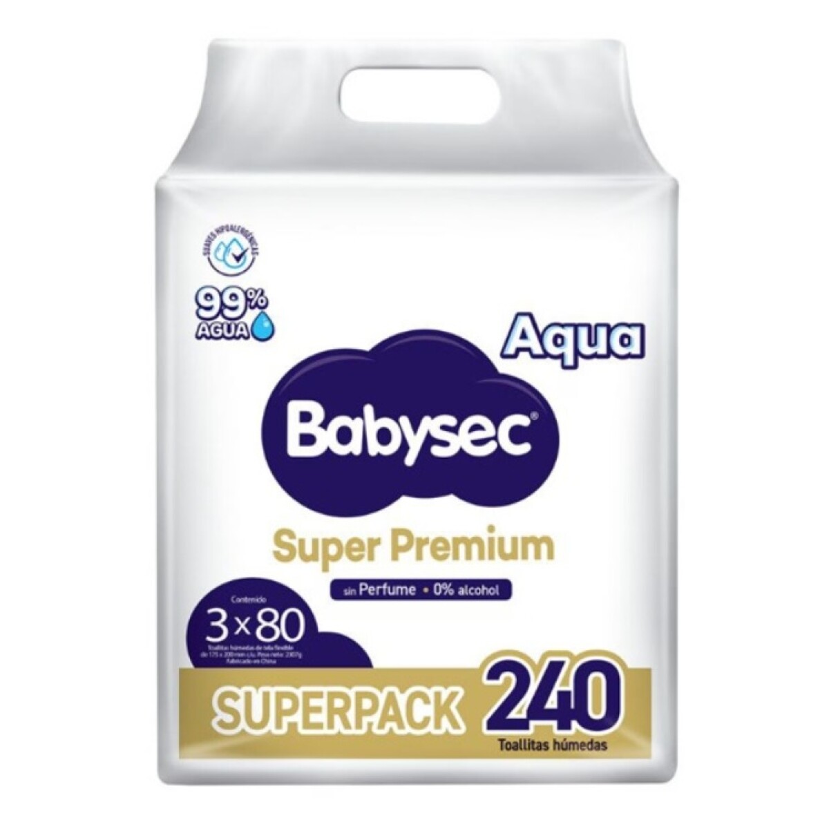 Toallitas Húmedas Babysec Super Premium 99% Agua 240 Uds. 