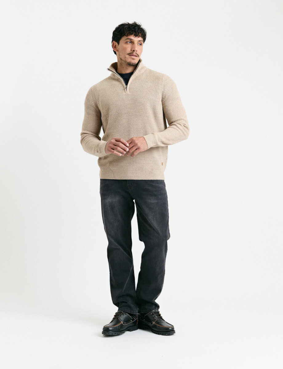470587 SWEATER PUNTO MEDIO CIERRE HARRY Beige