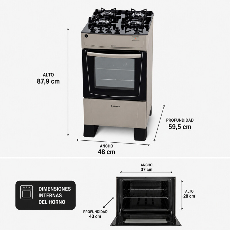Cocina A Gas James 4 Hornallas Con Mesada De Vidrio Negra C 690 V Cocina A Gas James 4 Hornallas Con Mesada De Vidrio Negra C 690 V