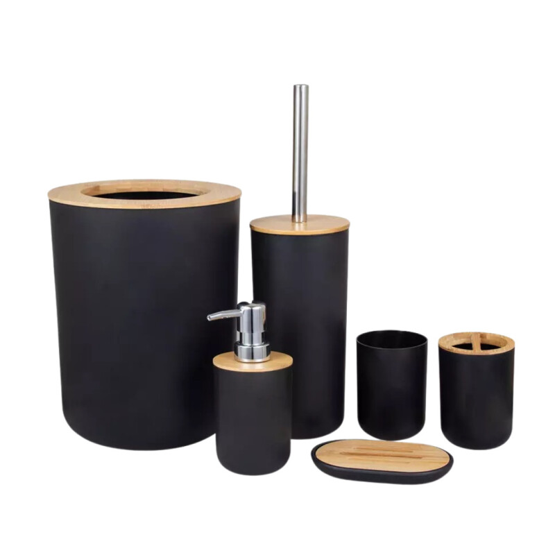 Set De Baño Juego De Accesorios Para Baño 6 Piezas Completo Color negro