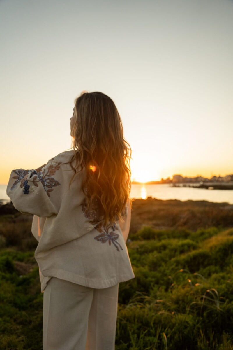 Kimono bordado de Lino 