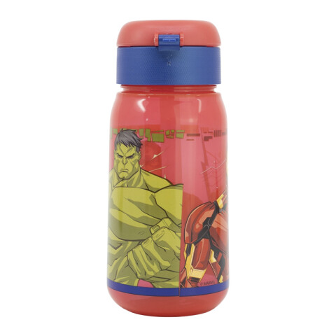 Botella Plástica Avengers con Pajita y Botón de Apertura 510 ml U