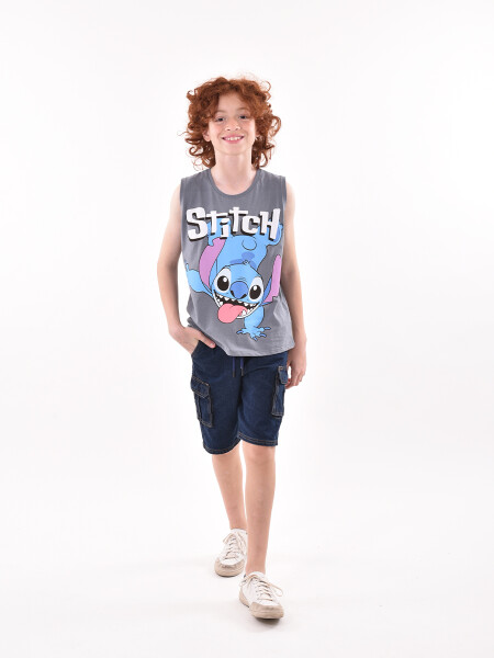 MUSCULOSA STITCH MANO GRIS OSCURO