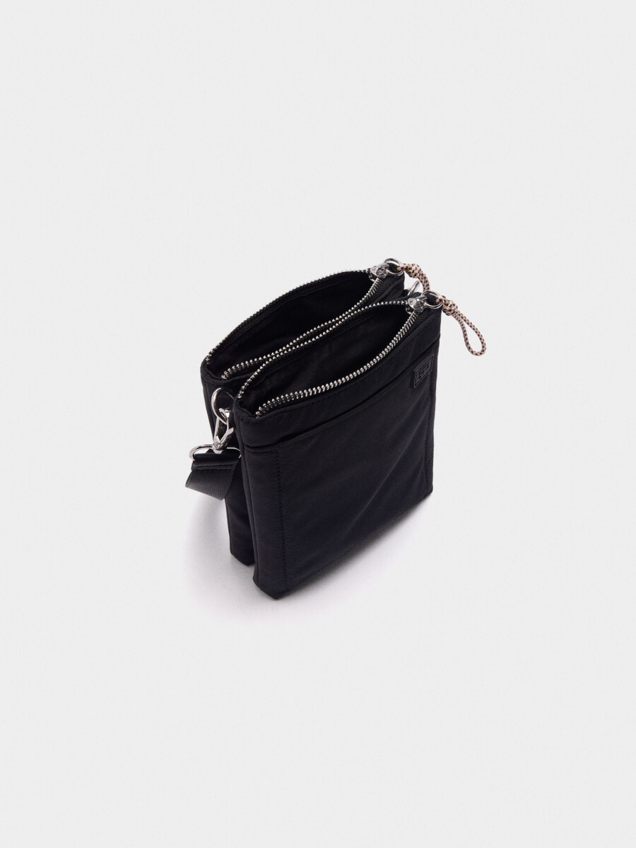 Bolso Bandolera Doble De Nylon negro