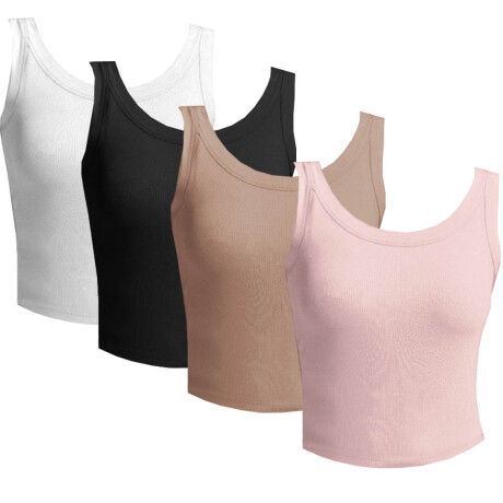 Set X4 Musculosas Dama Modal Lisas Calidad! Vst015013-m