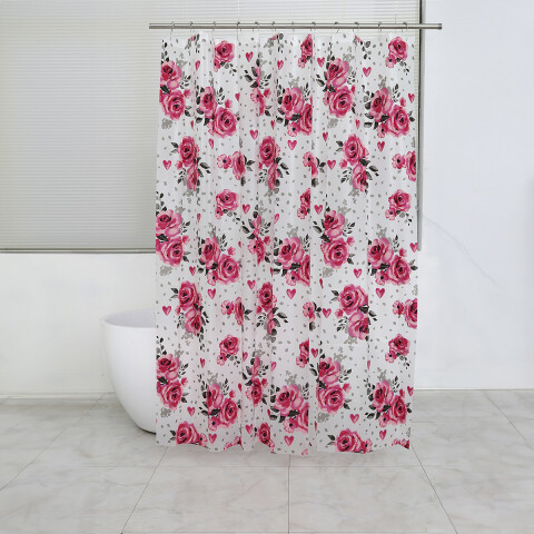 Cortina Baño Bukara con Argollas 180 x 180 cm 8016 SOFIA FLOR ROJO