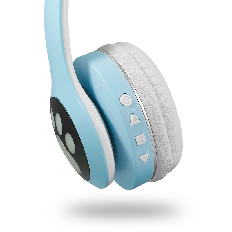 Auriculares Bluetooth Over-Ear Cat VZV-23M con Orejas y Led Celeste