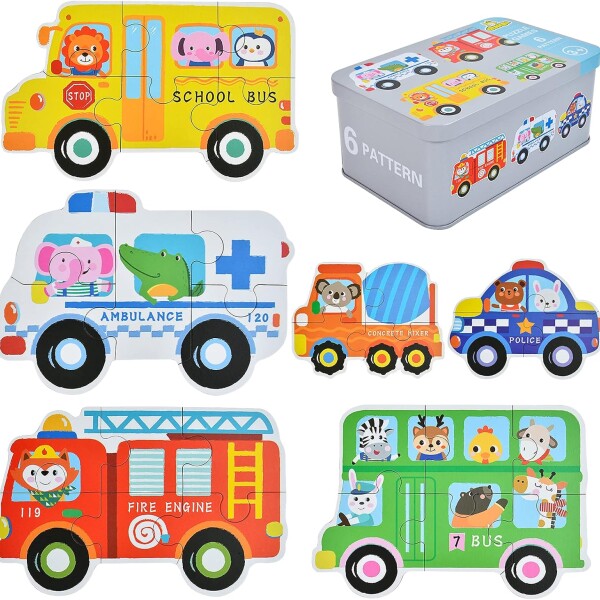 Puzzle divertido en lata transportes