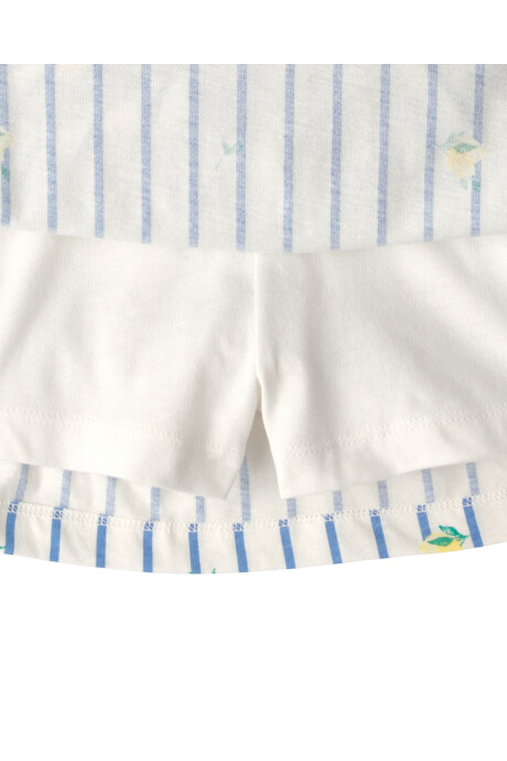 Pollera short de algodón, diseño a rayas con limones Sin color