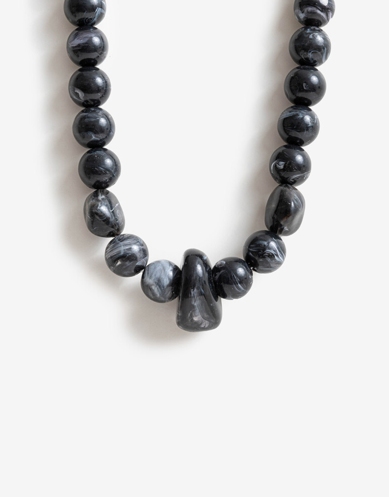 Collares Cortos Resina Collar Con Bolones - Dorado