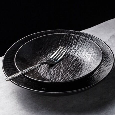 Plato Cerámica Negra - Línea Black Stone – Ø24.5 x 4.5 cm Plato Cerámica Negra - Línea Black Stone – Ø24.5 x 4.5 cm