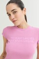 Remera crop top con estampa ROSADO