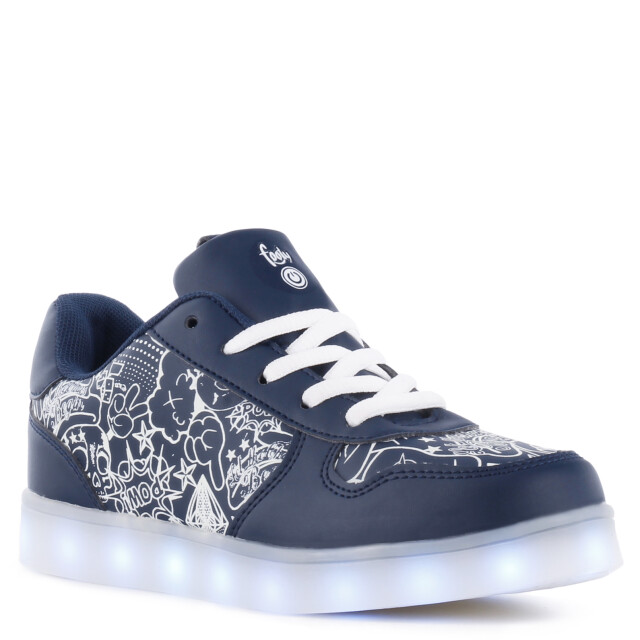 Championes Infantiles Footy Led Emoticon Azul Marino