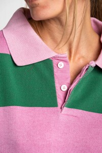 Sweater Polo Rayado Rosa