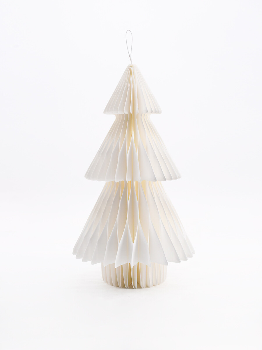 ARBOL NAVIDAD PAPEL C/ LUCES - BLANCO 
