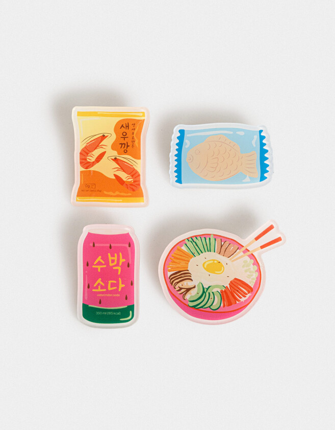 Pin Acrilico Set De Pins Korean Food - Combinacion Multicolor