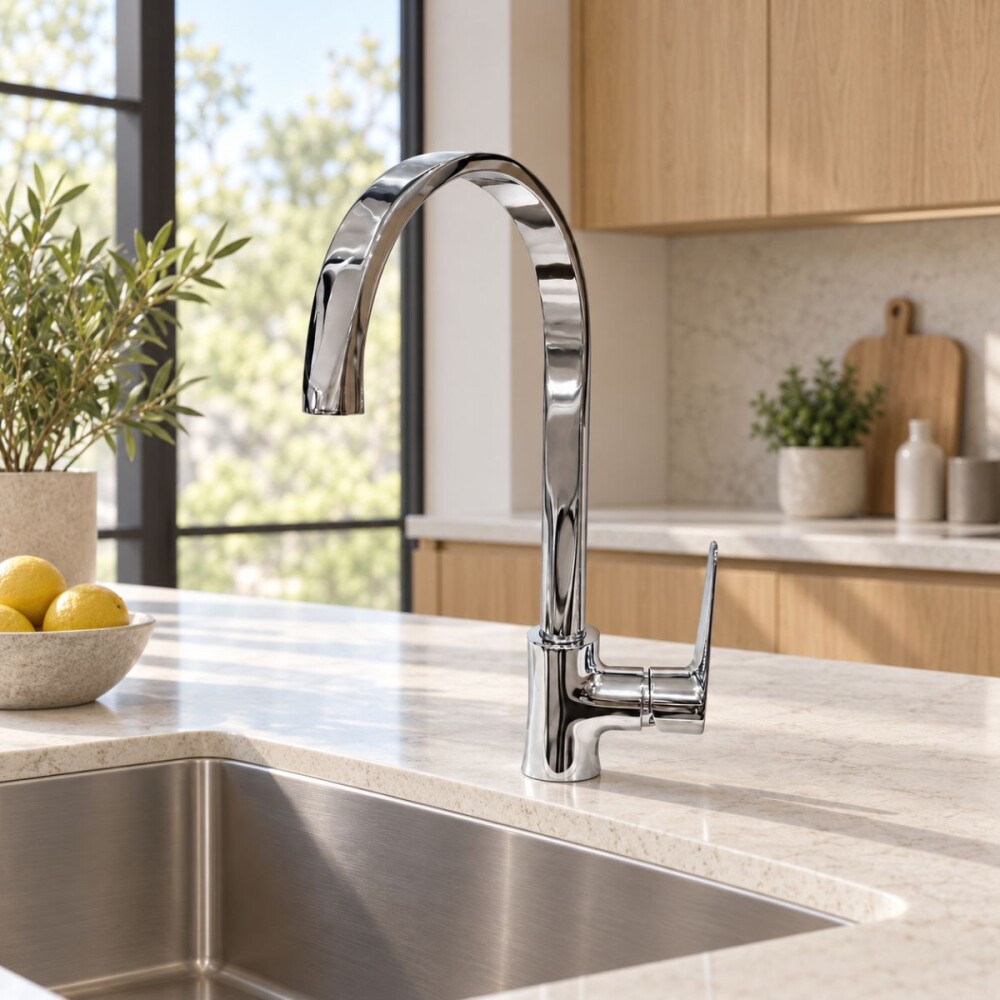 Grifería de cocina Monocomando de mesada Euro Cromado Brillante Grifería De Cocina Monocomando De Mesada Euro Cromado Brillante