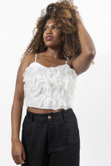 TOP FLOR 3D VEA NEGRO