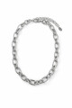 Collar cadena de acero plateado
