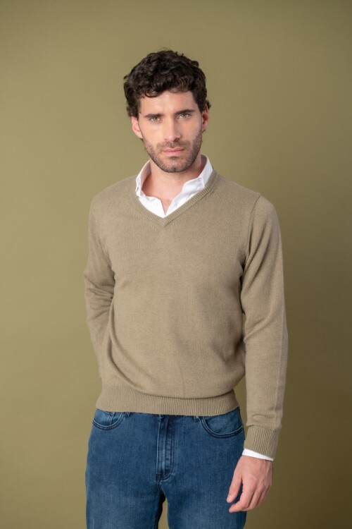 Sweater V lambswool Moss