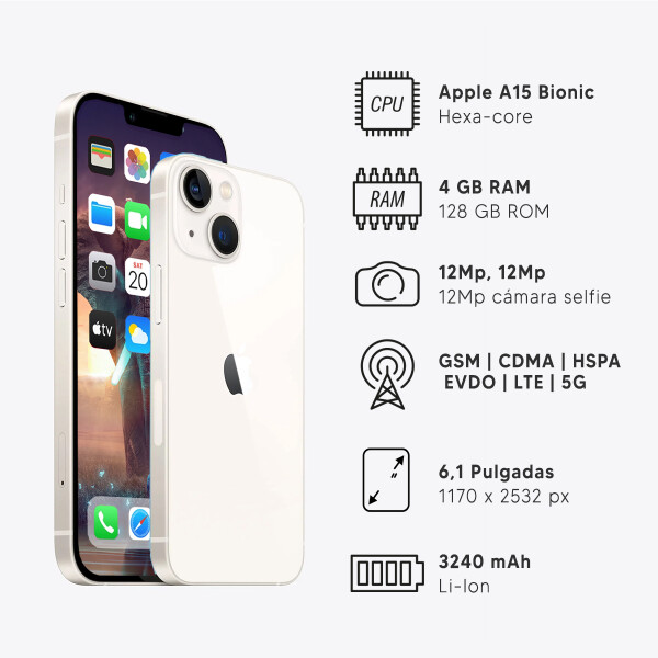Iphone 13 4gb 128 Gb + regalo BLANCO