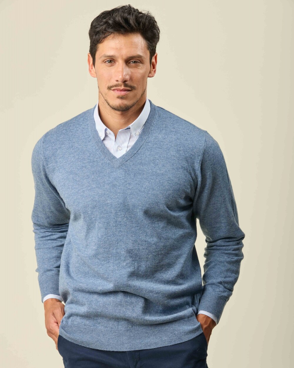 Buzo Lambswool Escote V Jean