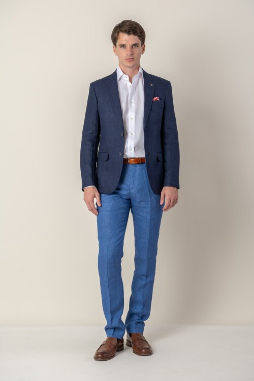 Pantalon de lino Classic Fit Blue