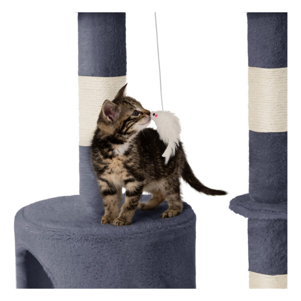 Rascador Torre 5 Niveles En Felpa Y Sisal Para Gato Juego Color Variante Gris Oscuro