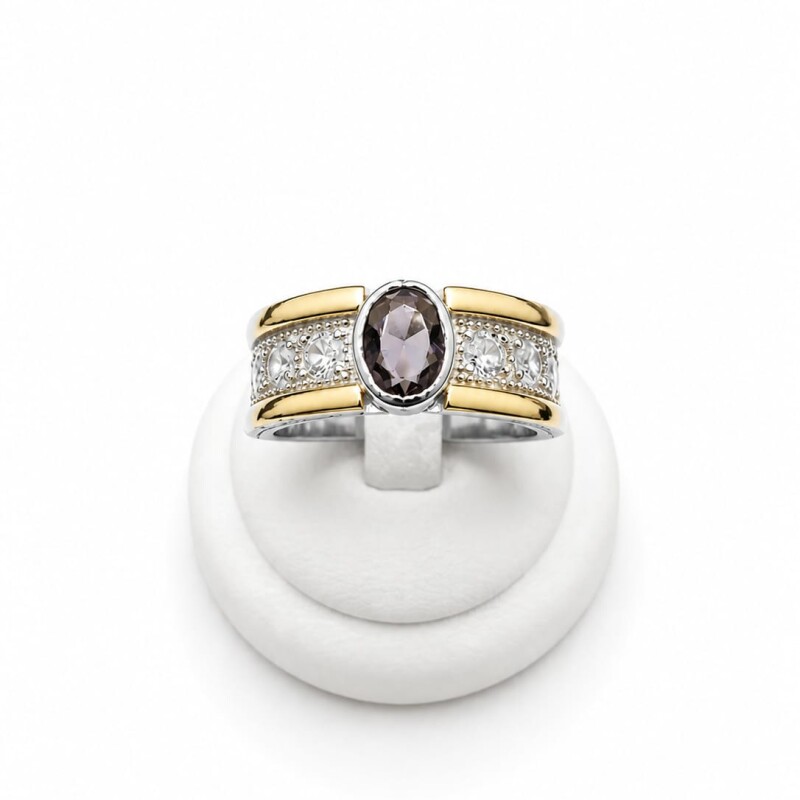 Anillo plata y oro con zirconia Anillo plata y oro con zirconia
