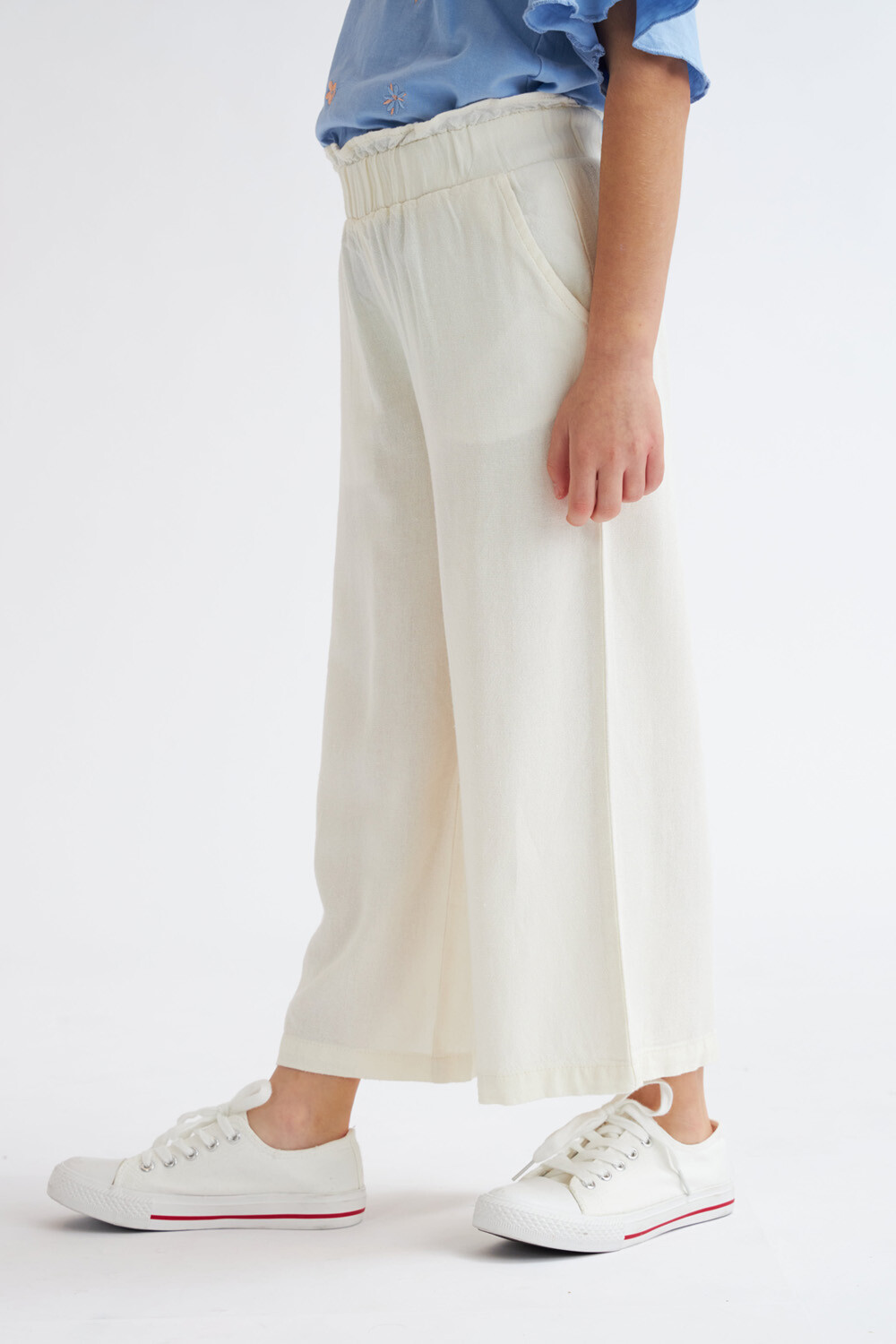 Pantalon paper bag blanco store