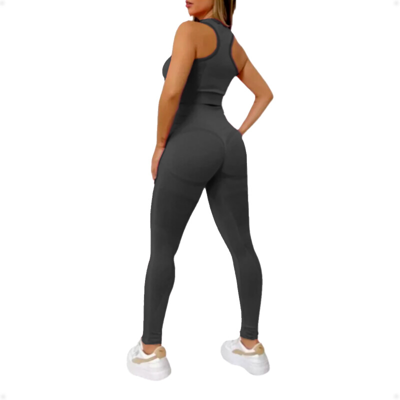 Conjunto Deportivo Calza Levanta Glúteos Push Up Más Top Gris