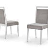 SILLA EN MADERA LACA BLANCA - TAPIZADA TELA GRIS - SILLA EN MADERA LACA BLANCA - TAPIZADA TELA GRIS -