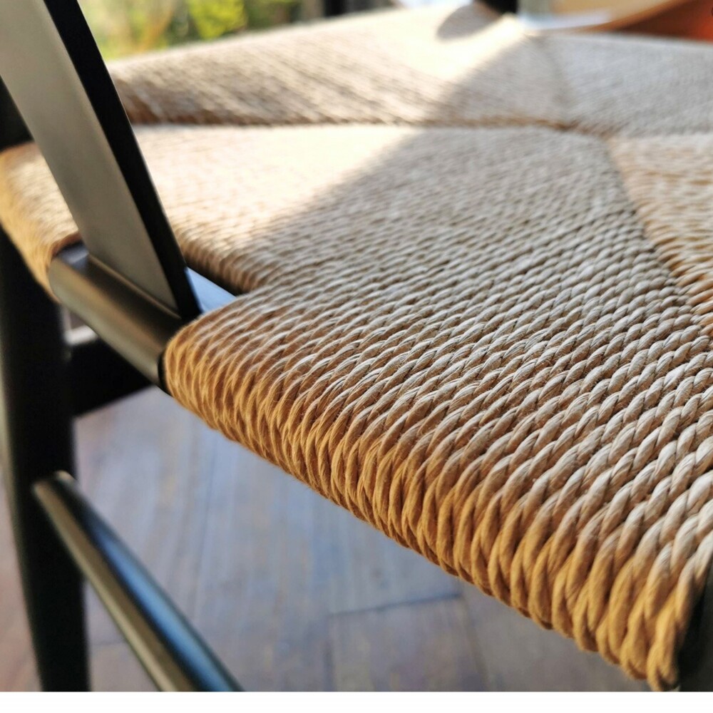 Silla Wishbone - Madera de Haya y Rattan natural Negro