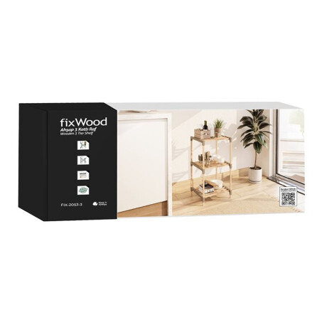 Estantería Organizadora Rack 3 Niveles 78x38x30Cm Madera PP Natural