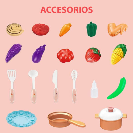 Cocina Infantil Juego con Luz Sonido Agua Vapor Accesorios Rosa