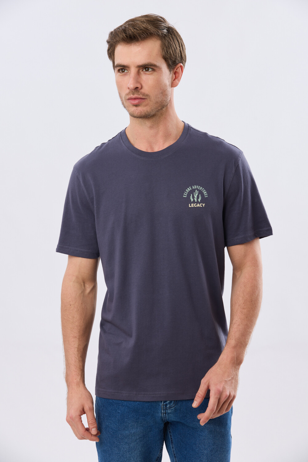 REMERA ESTAMPADA DE ALGODÓN Azul