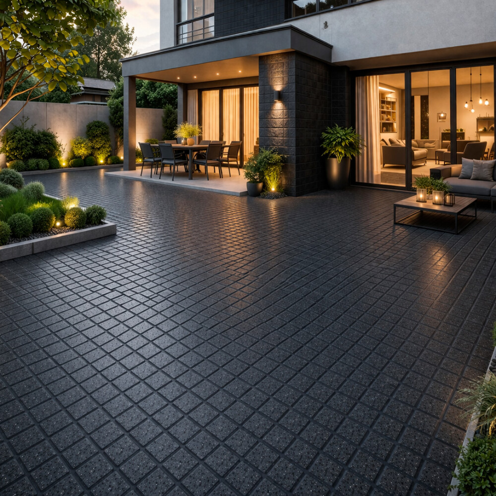 ADOQUIN RECTO 64 PANES NEGRO ALPES 400X400X26MM (/m2) Adoquin Recto 64 Panes Negro Alpes 400x400x26mm (/m2)