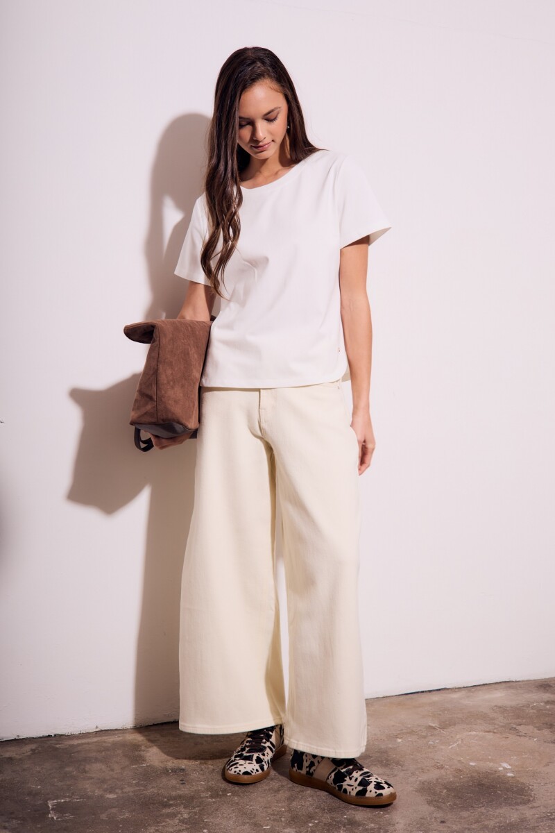 Remera Manga Corta Algodón Peinado Nacar