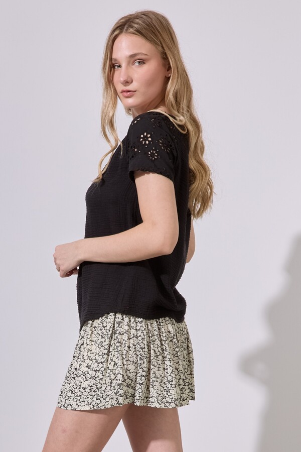 Blusa Broderie NEGRO