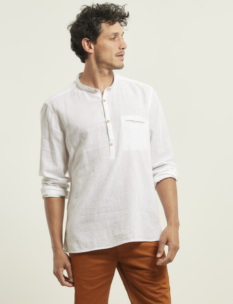 Camisa Harrington Label De Lino Blanco