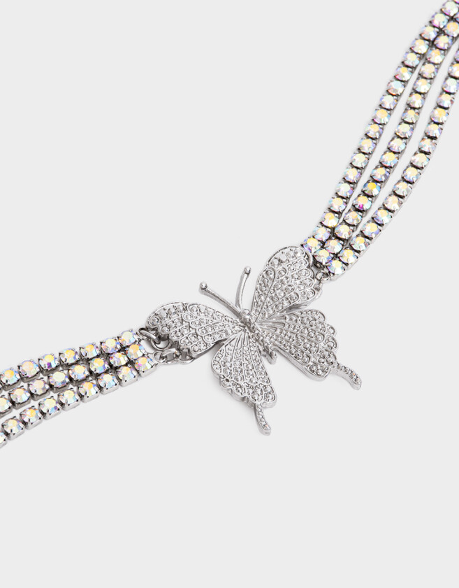 Chokers Con Mariposas Choker Mariposa Strass - Plateado