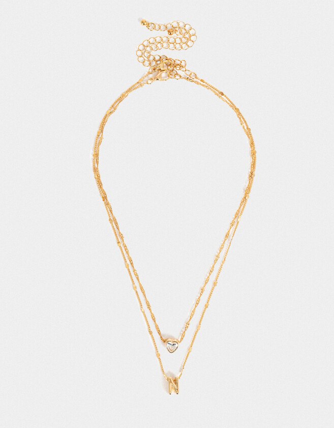 Collares Cortos Con cubic zirconia Collar Corto Cubic Inicial "n" - Dorado